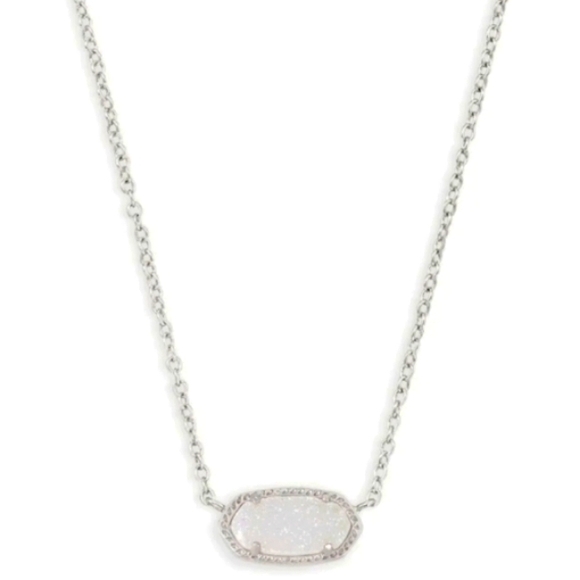 NEW Elisa Iridescent Drusy Silver Pendant Necklace🤍 - Picture 1 of 15